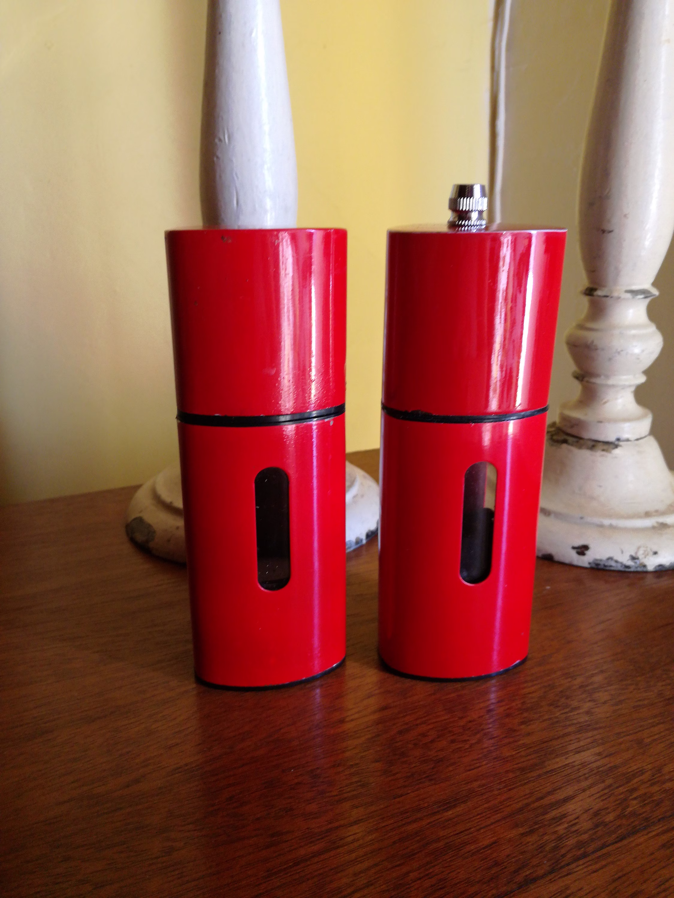 Red 1970S Pepper & Salt - Grinder/Mill Shaker Bought in France Vintage Design