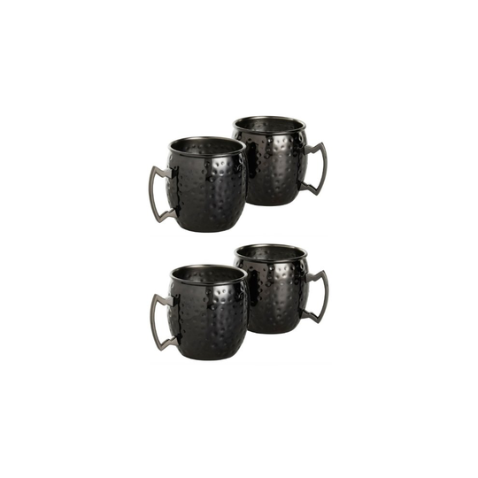 Kabalo Black Moscow Mule Mug Set Of 4 Cocktail Barrel Style Tankard Cup Kitchen Barware