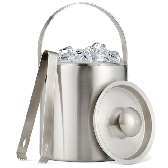 2 Litre Stainless Steel Ice Cube Bucket, Insulated Double Wall With Lid & Tongs For Home Bar, Outdoor Party Gives Hours Of Ice For Cocktails And Drink