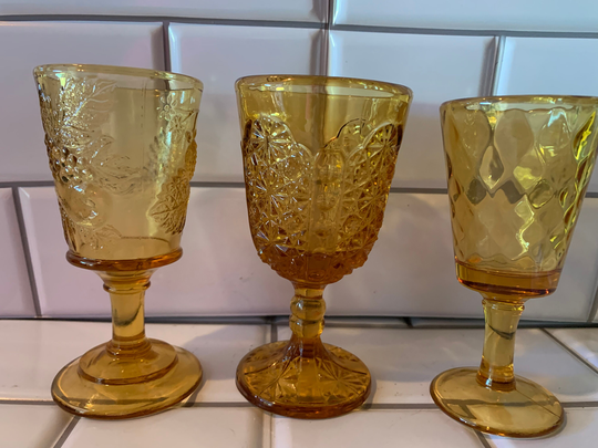 Vintage Amber Replacement Liquor Goblets