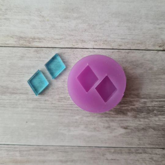 Resin Silicone Mold - 14mm Diamond Stud Earrings Mold, Flexible Polymer Clay Supplies, Resin Supplies