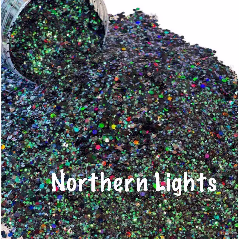 Northern Lights /Custom Mixed Polyester Chunky Glitter For Making Tumblers, Jewelry, Nails, Art, Candles, Soaps