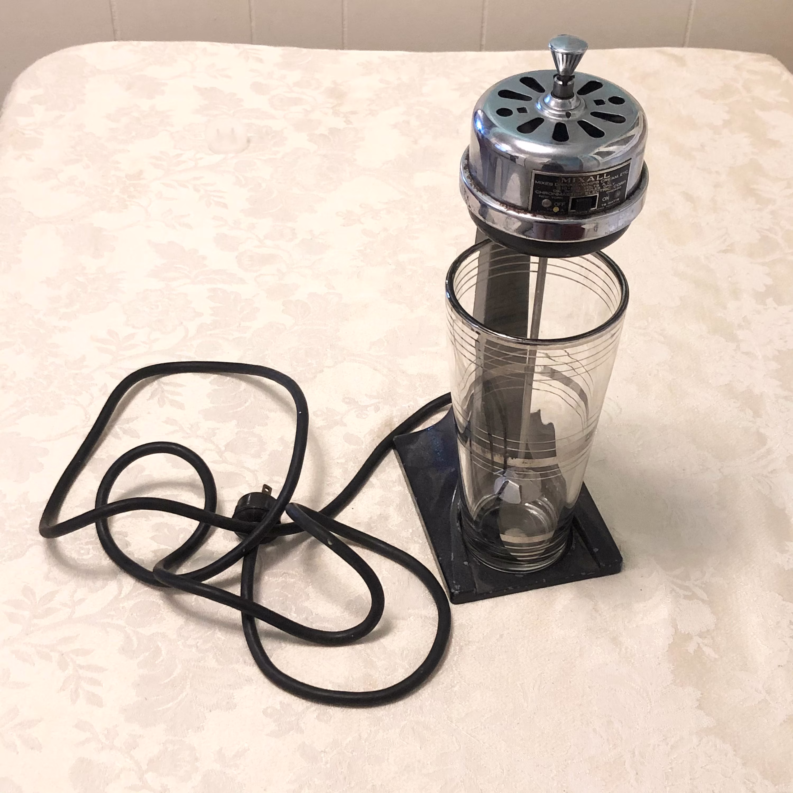 Chrome Shake Mixer & Black Malt Mixers Single All Working Condition With Original Glass Milk Serving