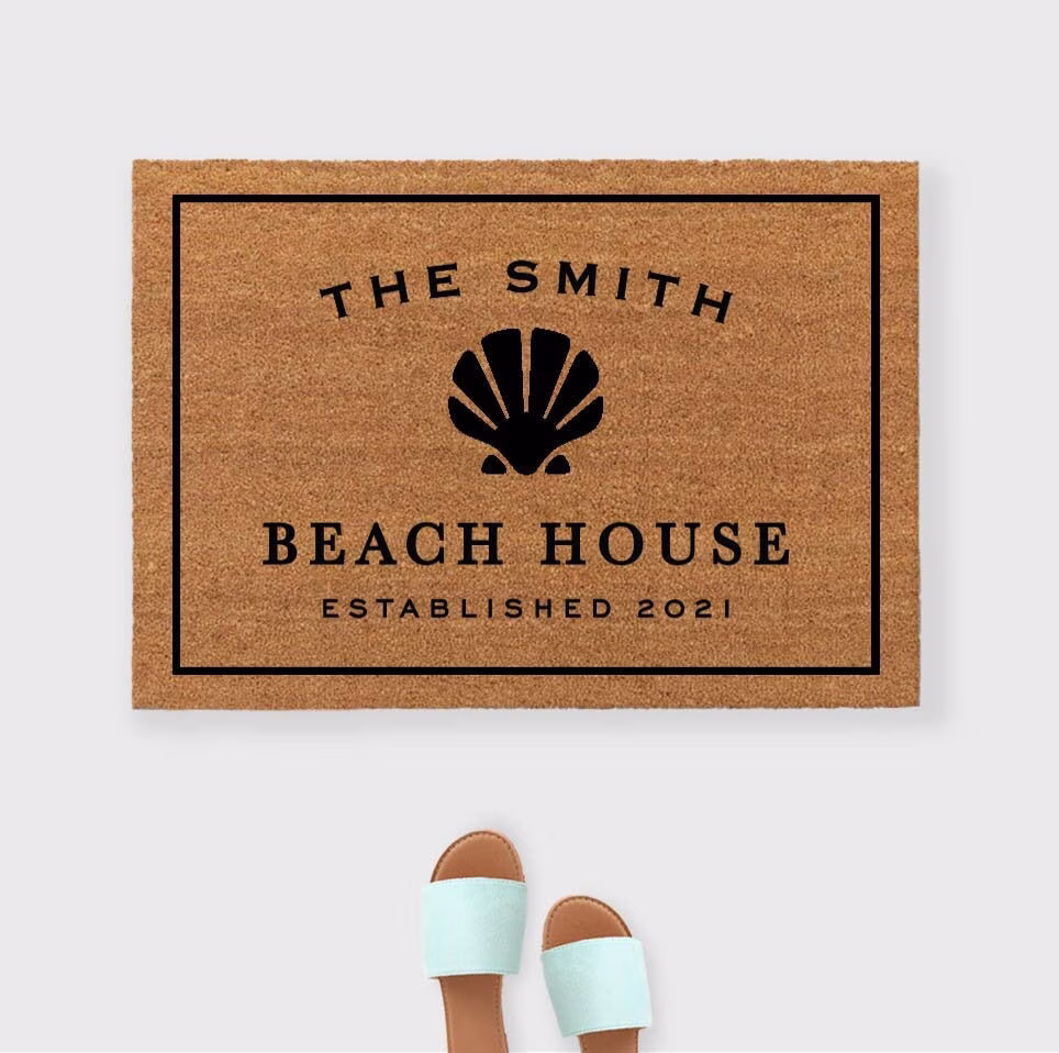 Beach House Doormat, Welcome To Our House Shell Decor, Doormat, Nautical Decor