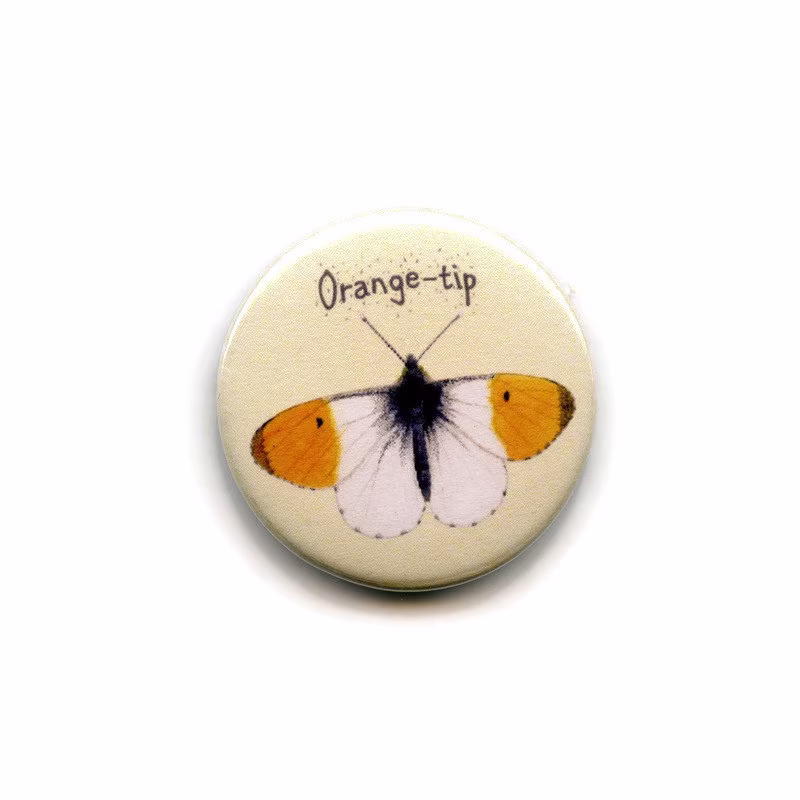 Orange-Tip Butterfly Fridge Magnet, 38mm Round Button British Butterflies, Insect, Bug