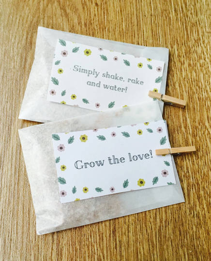 10 X Handmade Wedding Seed Packets With Wildflower Seeds, Packet Favour, Grow The Love