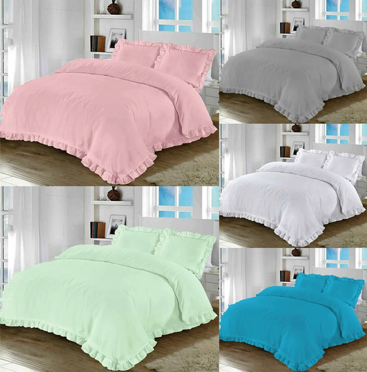 Santiago Frill Duvet Covers Bedding Set With Pillowcases Unisex Ruffled Quilt