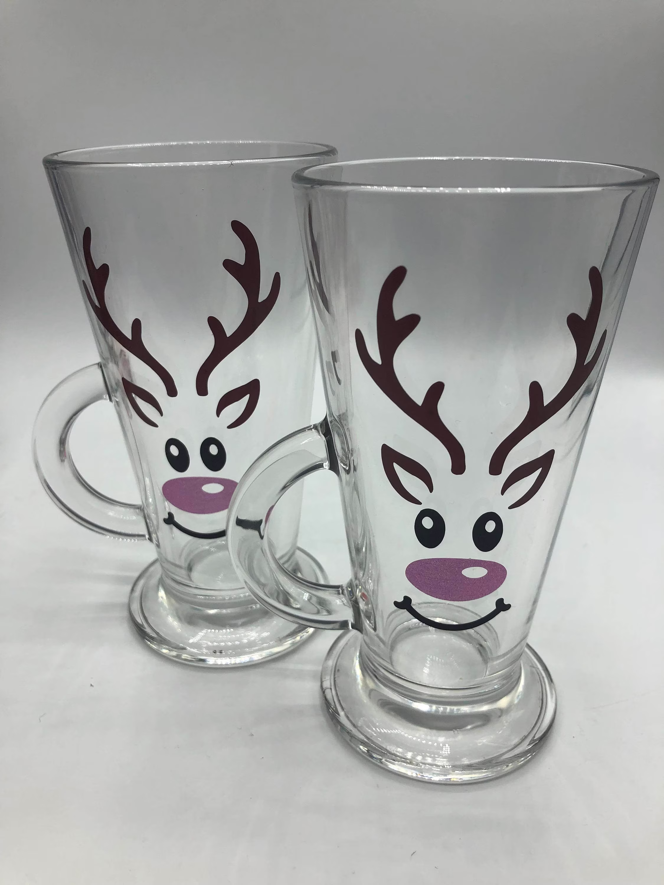 Personalised Reindeer Glass Latte/Hot Chocolate Mug Wine Gin Champagne Christmas Gift Stocking Filler