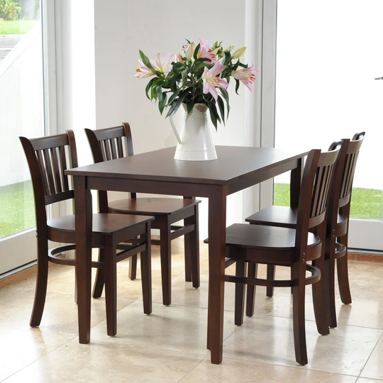 Keira 4 - Person Walnut Solid Wood Dining Set