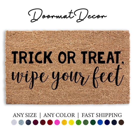 Trick Or Treat Wipe Your Feet Doormat, Funny Halloween Door Mat, Thanksgiving Fall Autumn Home Decor, Outdoor Candy Welcome Mat Decor