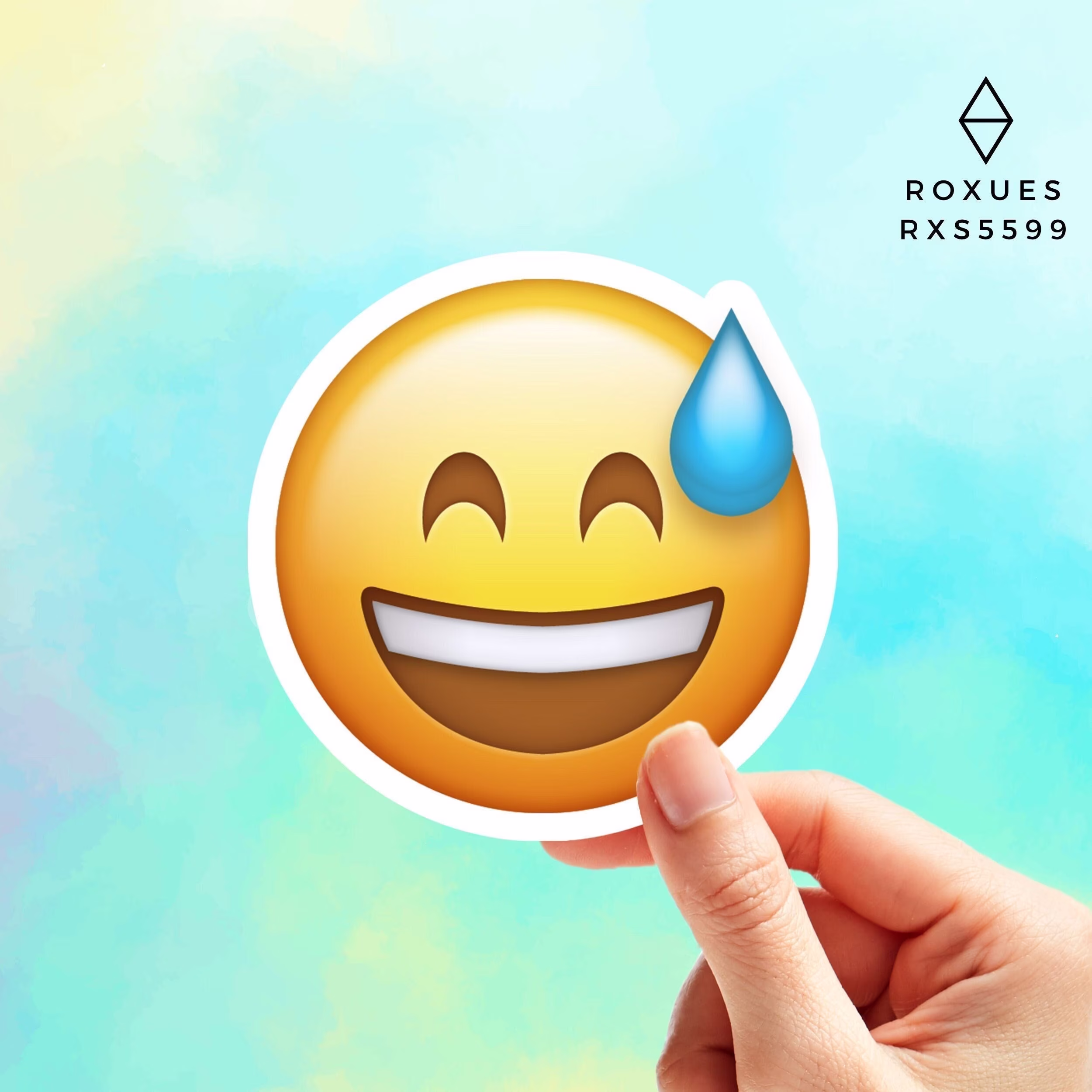Smiling With Sweat Emoji, Emoji Faces, Cool Stickers, Whatsapp Emojis, Stickers For Laptop, Macbook Pro Waterbottle