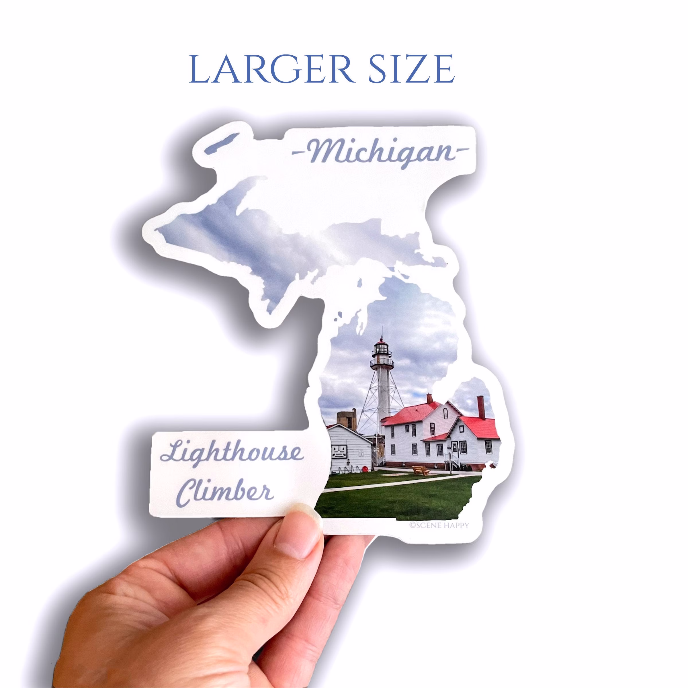 Michigan Lighthouse Climber Outline Photography Vinyl Durable Weatherproof 5.22"W X 6