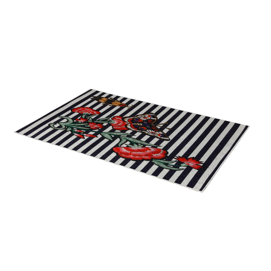 Niraj Flatweave Black/Red/Green Rug
