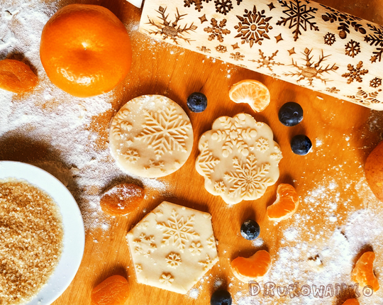 Winter Season Christmas Snowrolling Pin Embossed, Cookies, Cookie, Roller, Laser Engraved, Gift, Christmas, Fondant, Dought, Biscuit, Pastry
