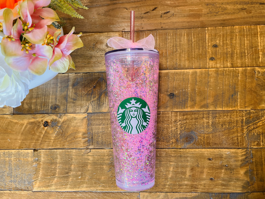 Light Pink Snow Globe Tumbler