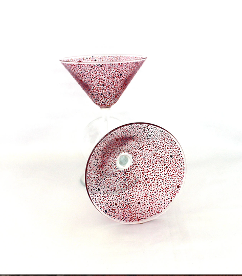 A Pair Of Pinks Polka Dot Cocktail/Martini Glasses