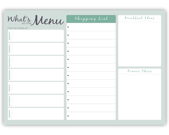 Weekly Family Menu Meal Planner A4 Whiteboard - Dry Wipe Clean Board Shopping Ideas