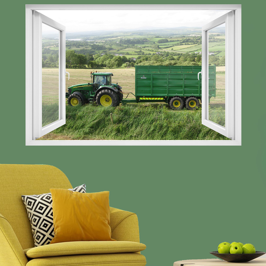Countryside Farm Tractor & Wagon Wall Sticker Art Poster Mural Transfer Decal Print Living Room Home Nursery Office Shop Decor Id312