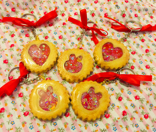 Handmade Polymer Clay Biscuit Shaker Keychains