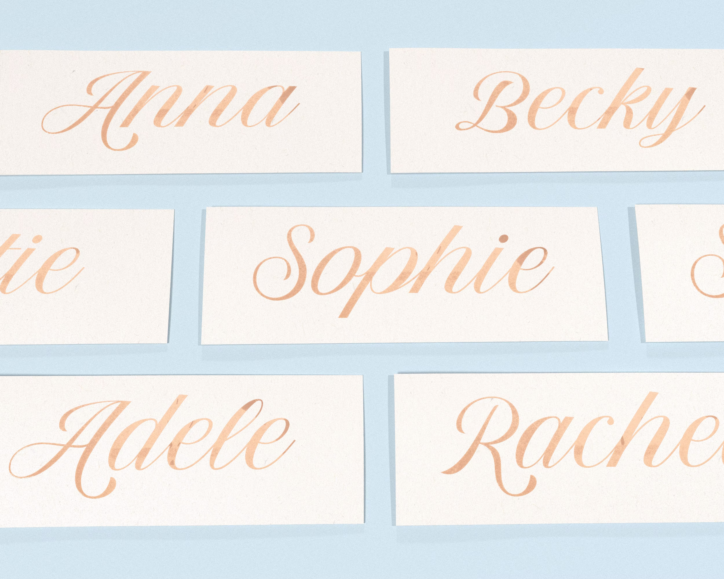 Personalised Name Sticker Decals in Metallic Chrome Foil Vinyl Classic Calligraphy Wedding Labelling Favours Gifts Gold Silver