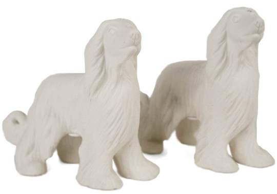 Afghan Hound Handmade Unpainted Ceramics Cruet Set Mini Unglazed | 8cm X 8cm
