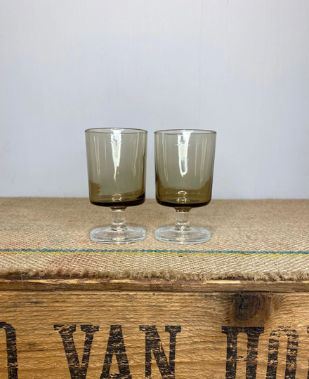 Vintage Pair Of Retro French Small Luminarc Glasses