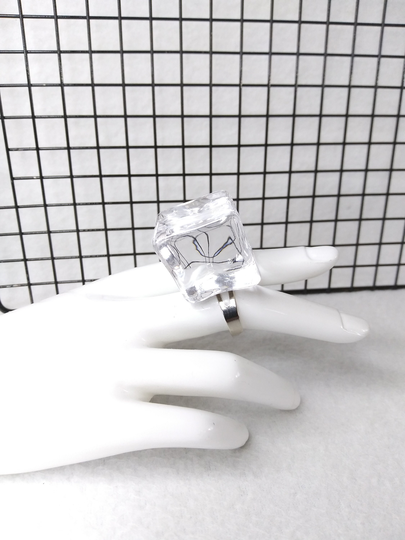 Ice Cube Ring, Acrylic Statement Clear Transparent Ring With Adjustable Band, Chunky Rings That Are Inexpensive, Handmade