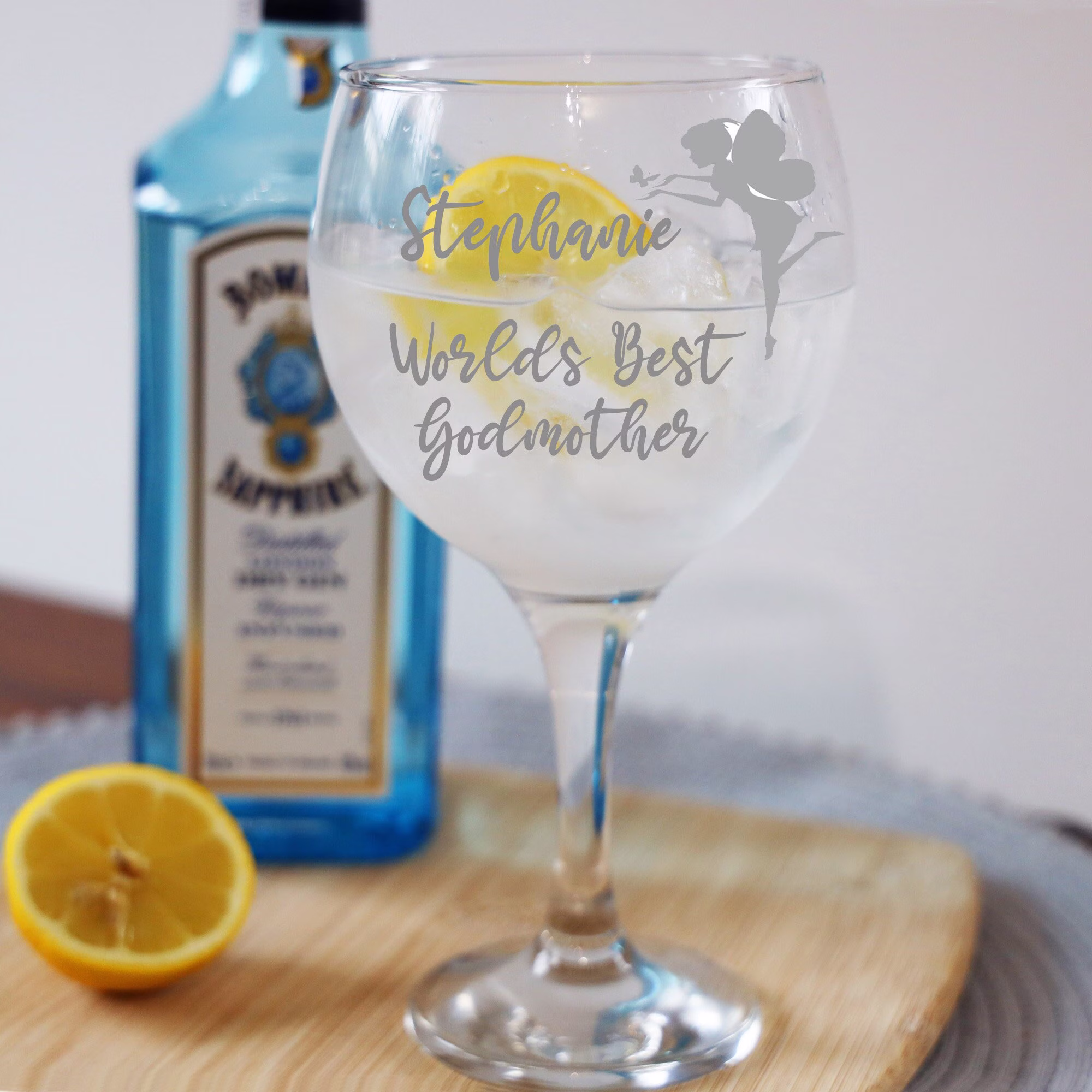 Personalised Engraved Best Godmother Gin Glass Gift | Fairy God Mother Personal Christening Proposal Baptism