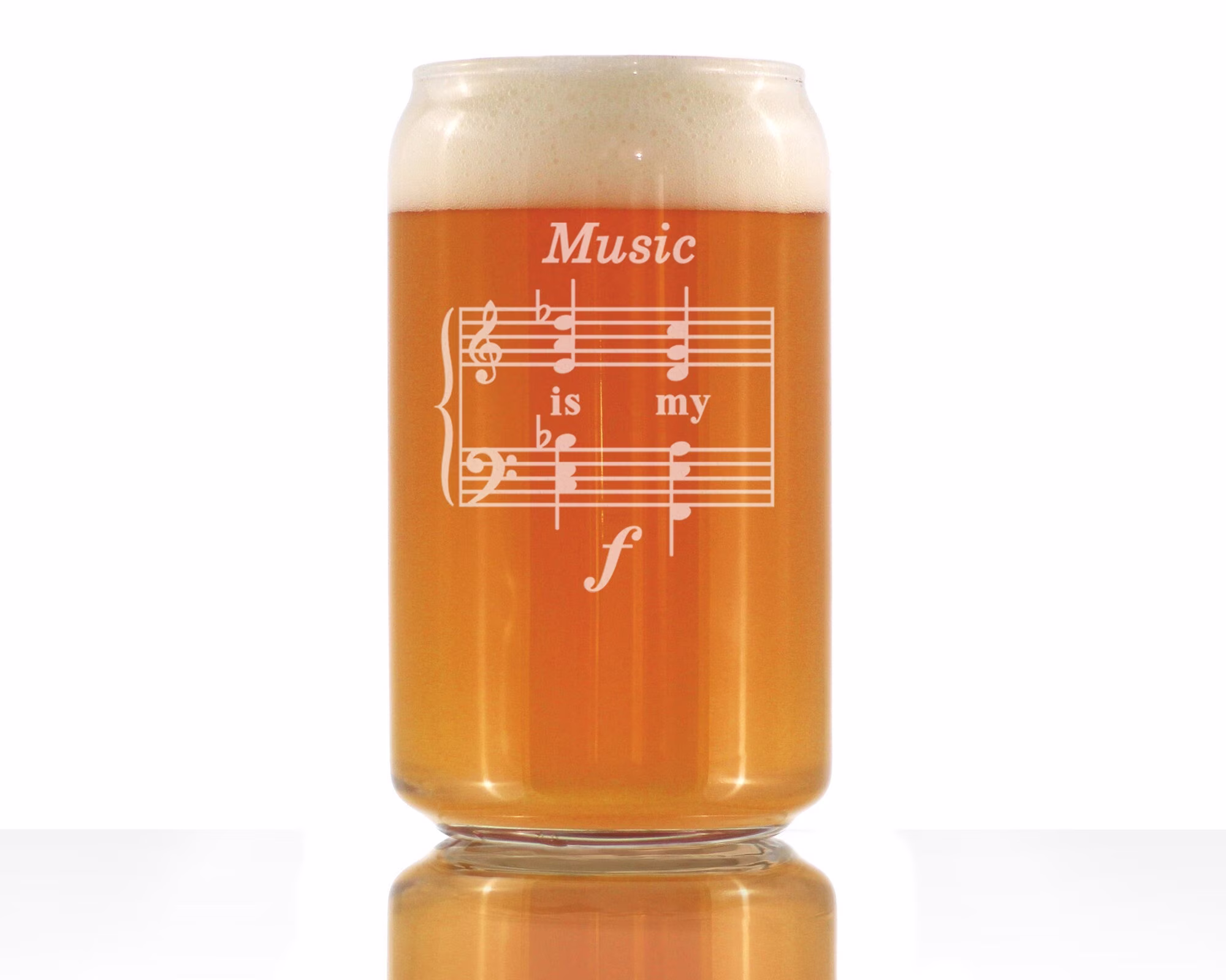 Music Is My Forte - Funny Teacher Beer Glass Cute Can Pint Glass, Etched Sayings, Gift For Musicians