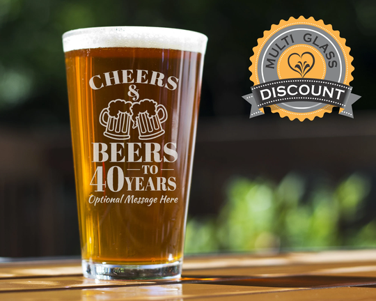 Cheers & Beers Custom Pint Glass - Laser Engraved Beer Glasses, Personalized Anniversary Gift, Birthday Gift