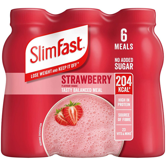 SlimFast Shake Multipack, Strawberry, 6 x 325 ml, Packaging May Vary