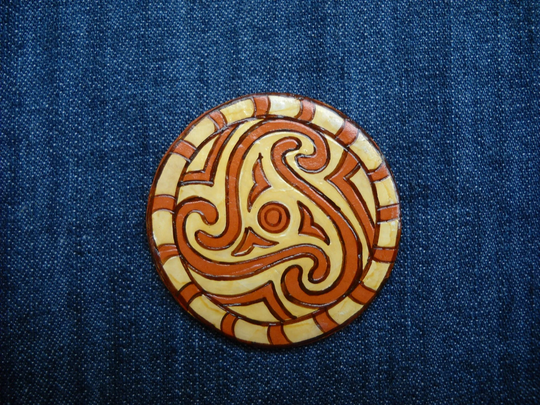 Fibonacci Spiral Ceramic Magnet, Sacred Geometry, Original Folk Art Painting, Ceramics Of Cucuteni Culture, Geometry Sacred Spiritual