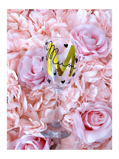 Personalised Heart Print Wine Glass ~ Gold Perfect Wedding Gift Bridesmaids | Christmas Gift
