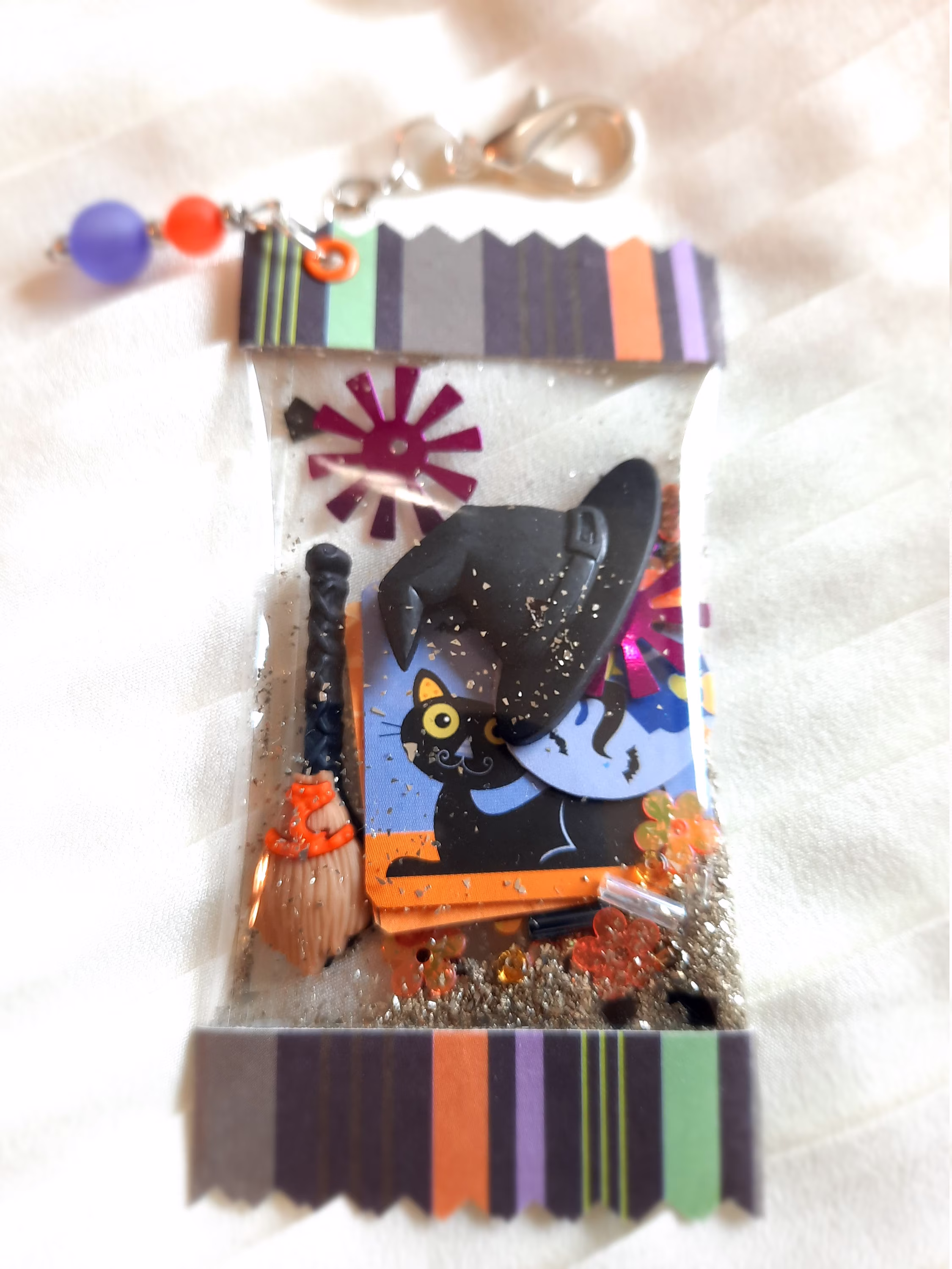 Candy Wrapper Charm Witches Hat & Broom