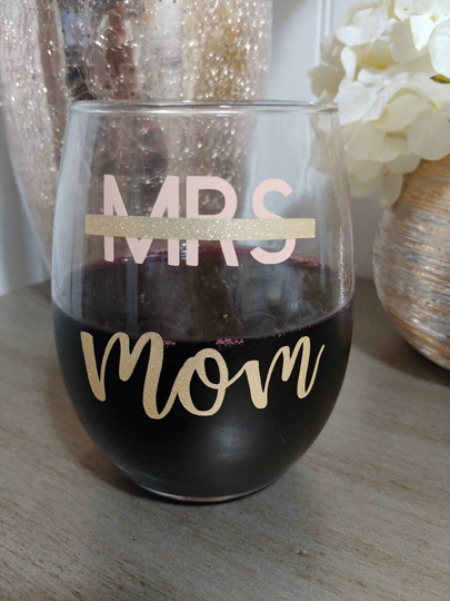 Mrs To Mom Stemless Wine Glass, New Mom, Wine Glass, Stemless Glassware, Gifts, Mothers Day, Wine, Future Baby