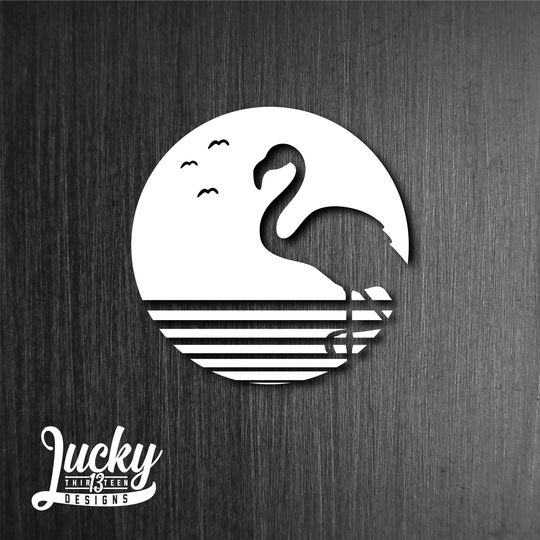 Flamingo Circle Vinyl Decal