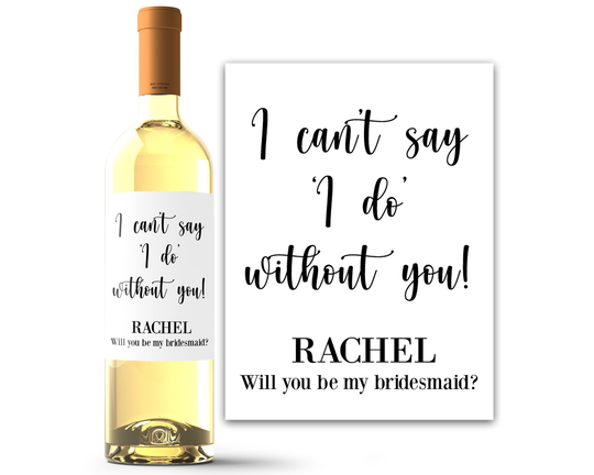 Will You Be My Bridesmaid Proposal Wine Label - Invitation Ask My Gift