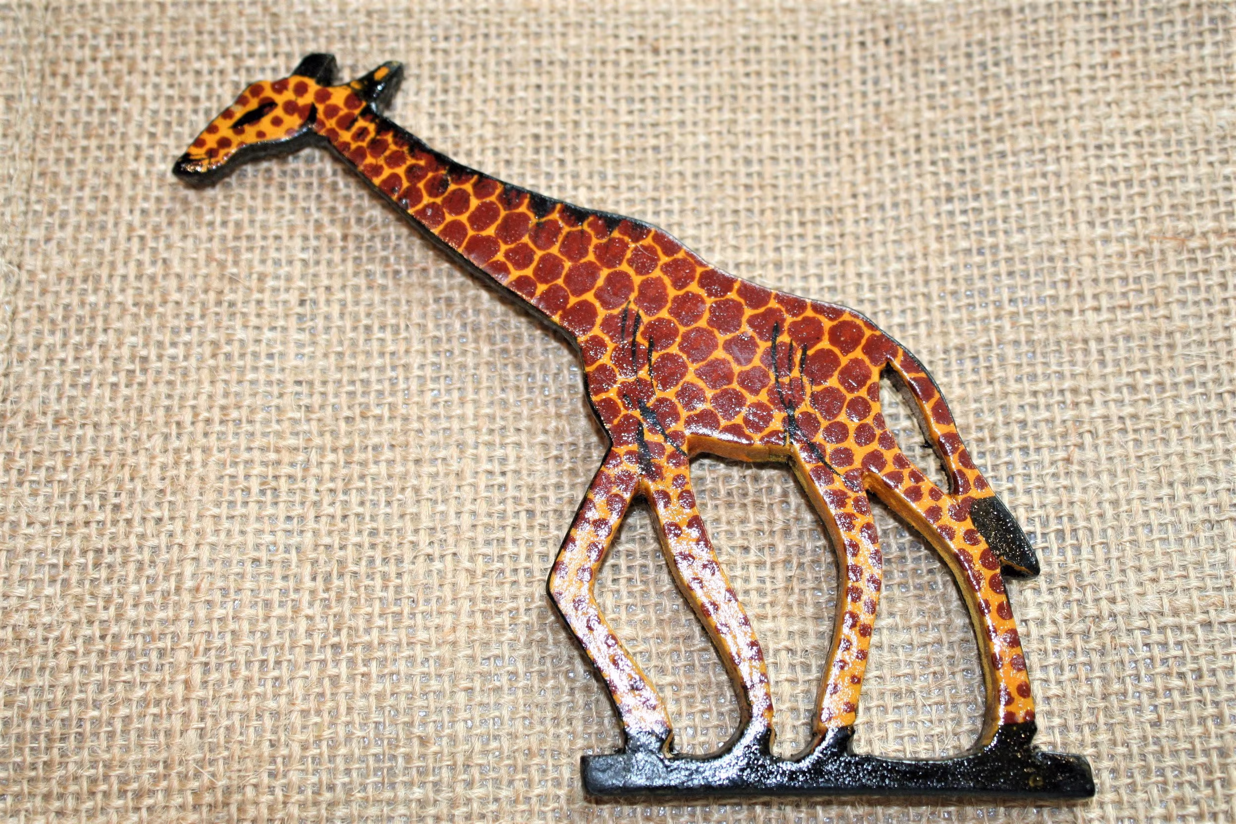 10cm Giraffe Fridge Magnet - Hand Carved Wooden