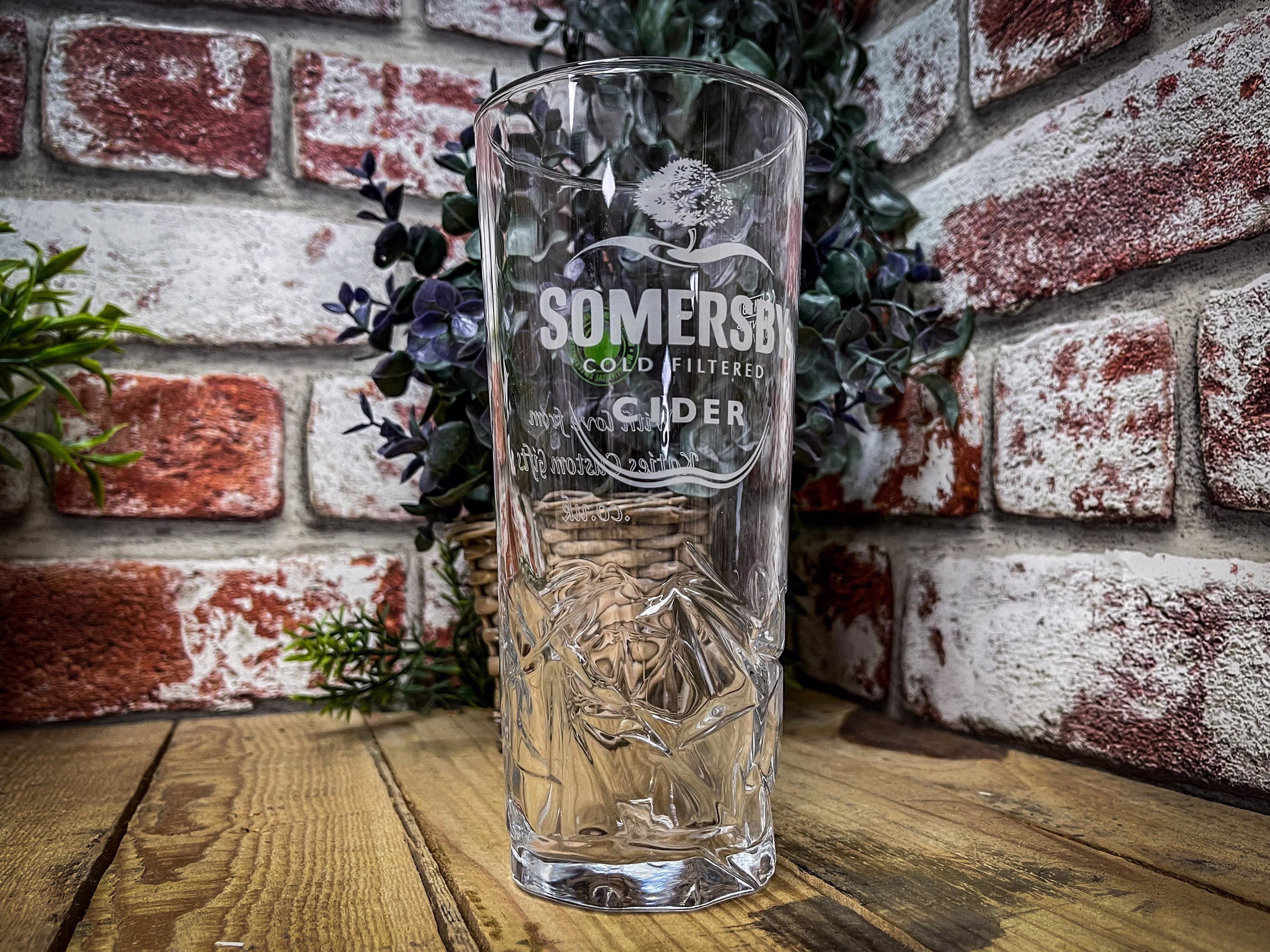 Engraved Somesby Cider Pint Glass. Personalised With Your Message. Great Gift For Any Cider Lover