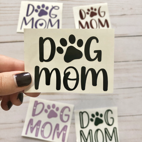 Dog Mom Sticker, Paw Print Vinyl Water Bottle Tumbler Laptop Car Decal