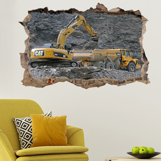 Excavator Mine Load Truck Wall Sticker Art Poster Mural Transfer Decal Print Room Home Nursery Office Shop Decor Id575