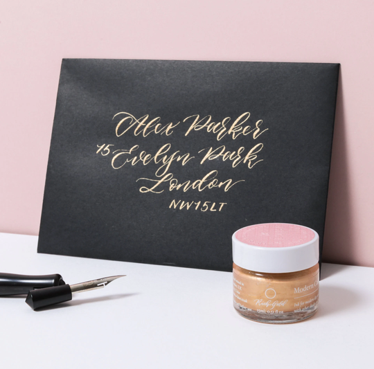 Rich Gold Calligraphy Ink | Shimmery Handmade Modern Dip Pen Copperplate