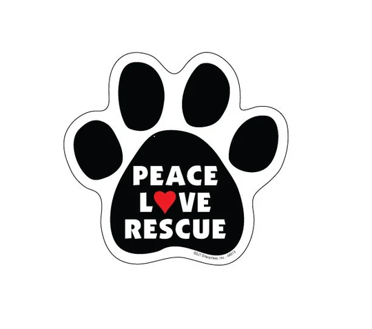 Peace Love Rescue Cute Paw Print Dog Or Cat Magnet Car Fridge Locker Any Metal Surface Uv Resistant Made in Usa 5"x5