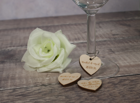 50 Wooden Heart Tags Favours Personalised Use For Wine Glass Charms Or Wedding Favours A Romantic Rustic Themed Wedding