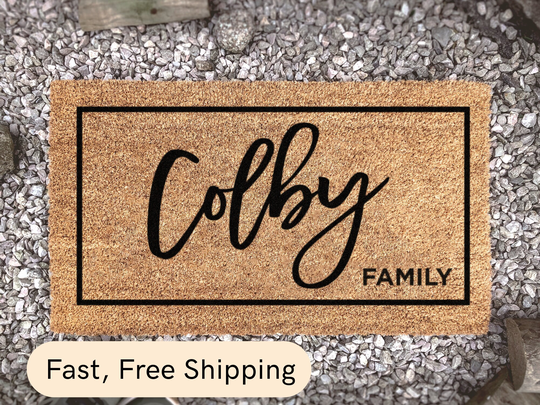 Family Surname Door Mat - Custom Doormat Personalized Housewarming New Home Decor Closing Gift House Coir