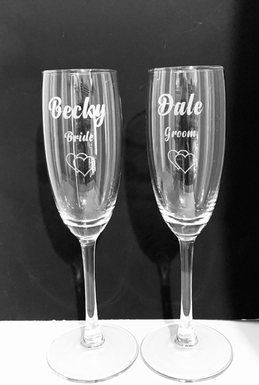 Personalised Wedding Bride & Groom Champagne Flutes Glasses Set Of 2