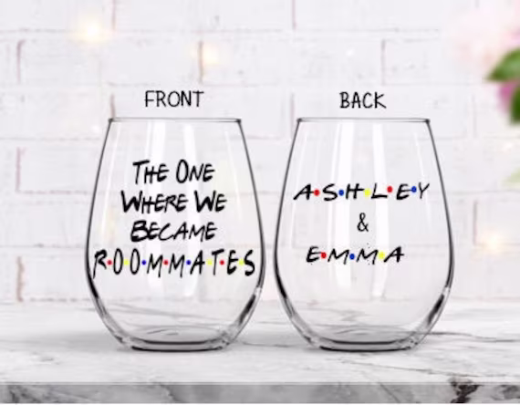 The One Where We Became Roommates, Roommate Gift, Gift For Roommate, Friends Wine Glass, College Ideas