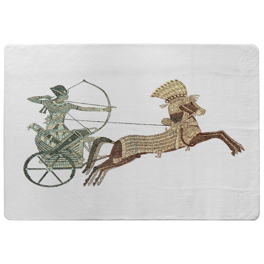 Olson Pharaoh on War Chariot Shaggy White/Brown/Green Rug