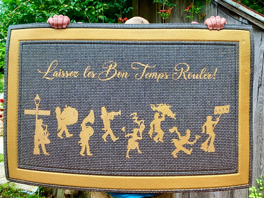4Ft Let The Good Times Roll French Nola Luxury Large Outdoor Doormat For Louisiana, Mardi Gras, Wedding Second Line, Made Usa