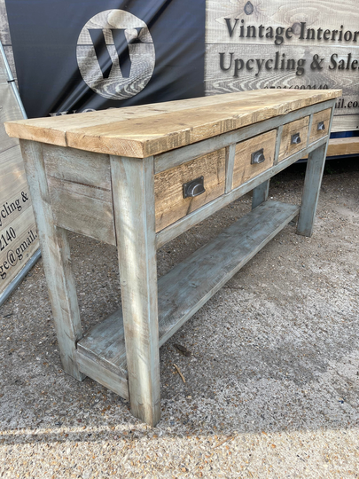 Long Reclaimed Farmhouse Kitchen Island